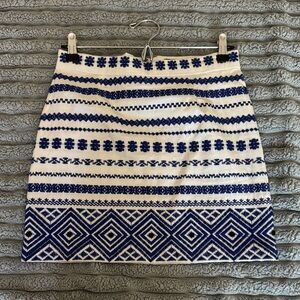 Sam Edelman Blue and White Geometric Mini Skirt
